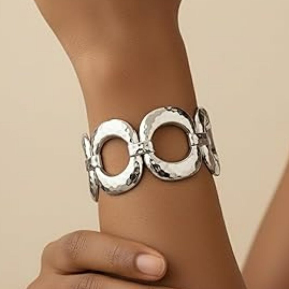 Chunky Silver Bangles Bracelet‎ Cuban Jewelry Stunning - NEW !!